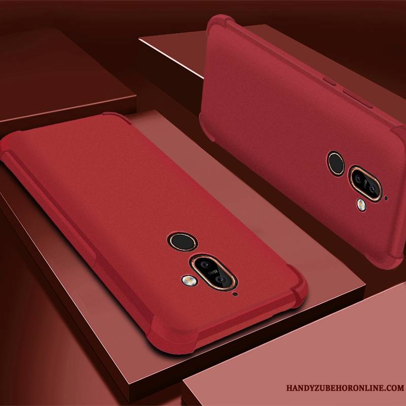 Nokia 7 Plus Violet Silicone Incassable Délavé En Daim Coque De Téléphone Tout Compris Étui