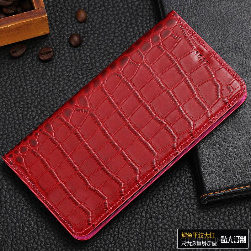 Redmi 5a Coque Cuir Véritable Modèle Fleurie Rouge Étui Protection Petit Haute