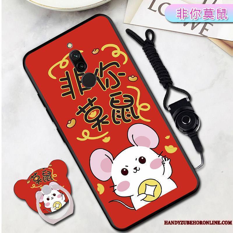 Redmi 8 Noir Créatif Rouge Support Coque Personnalité Tendance