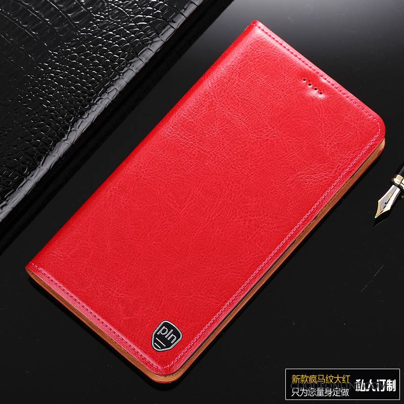 Redmi Note 5 Coque Protection Housse Étui En Cuir Téléphone Portable Rouge Gris Cuir Véritable