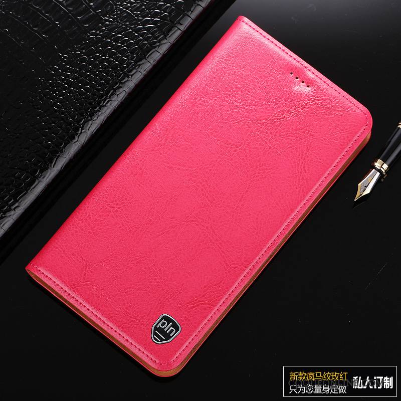 Redmi Note 5 Coque Protection Housse Étui En Cuir Téléphone Portable Rouge Gris Cuir Véritable