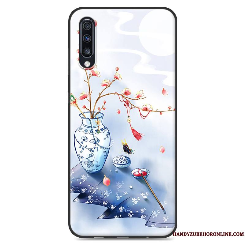 Samsung Galaxy A50 Fluide Doux Petit Style Chinois Bleu Coque Étoile Personnalité