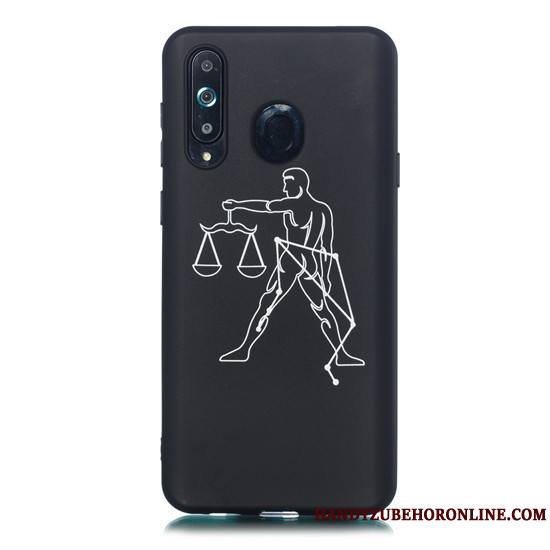 Samsung Galaxy A8s Délavé En Daim Téléphone Portable Fluide Doux Étui Dessin Animé Noir Coque