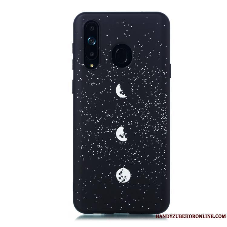 Samsung Galaxy A8s Délavé En Daim Téléphone Portable Fluide Doux Étui Dessin Animé Noir Coque