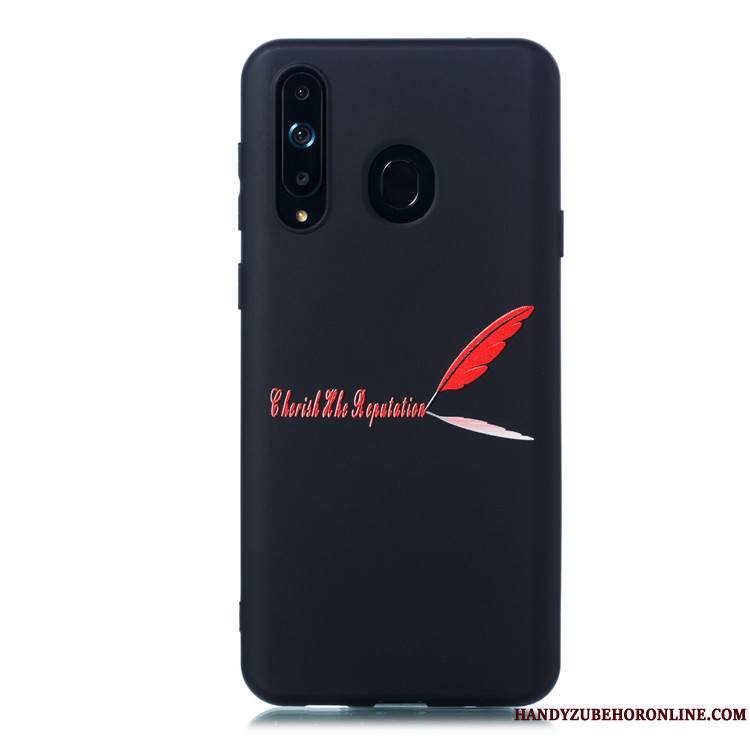 Samsung Galaxy A8s Délavé En Daim Téléphone Portable Fluide Doux Étui Dessin Animé Noir Coque