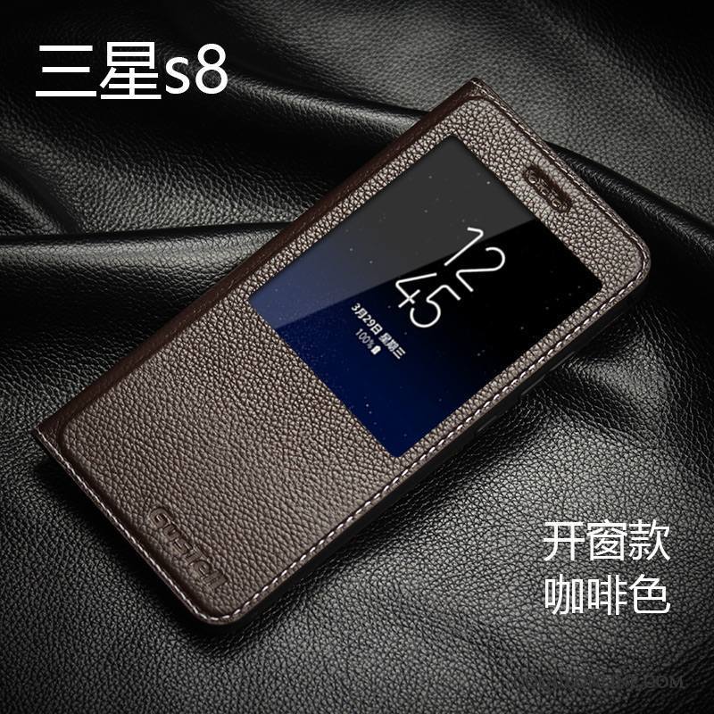 Samsung Galaxy S8 Incassable Coque De Téléphone Téléphone Portable Étui En Cuir Cuir Véritable Étoile Business