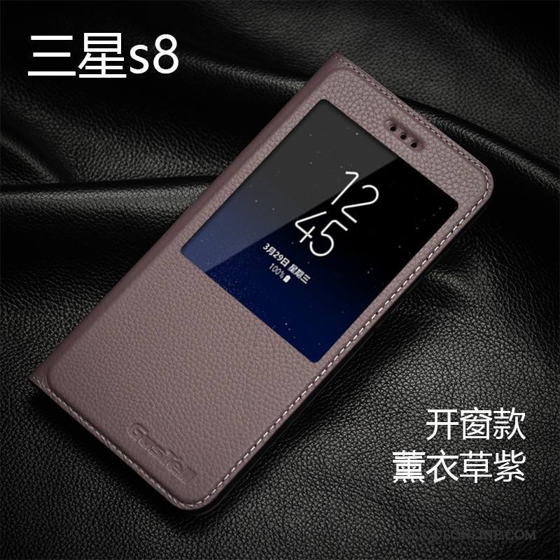 Samsung Galaxy S8 Incassable Coque De Téléphone Téléphone Portable Étui En Cuir Cuir Véritable Étoile Business