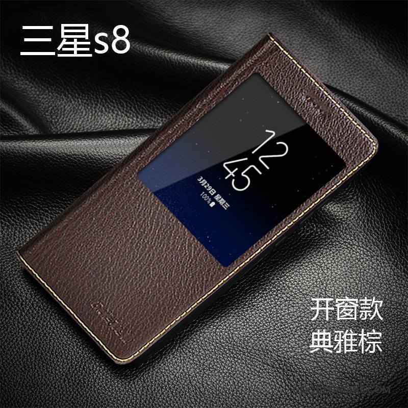 Samsung Galaxy S8 Incassable Coque De Téléphone Téléphone Portable Étui En Cuir Cuir Véritable Étoile Business