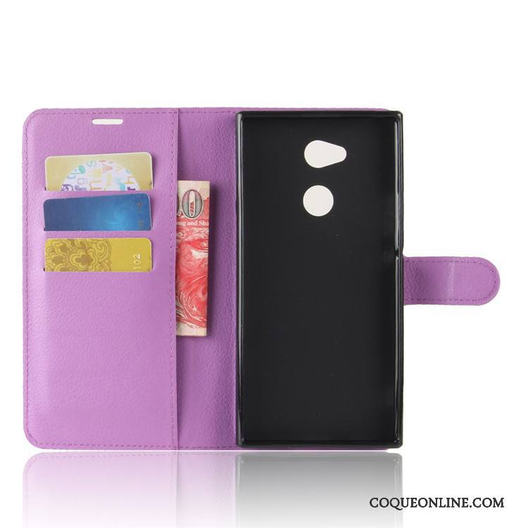 Sony Xperia Xa2 Ultra Protection Bleu Clair Étui En Cuir Violet Portefeuille Coque De Téléphone Carte