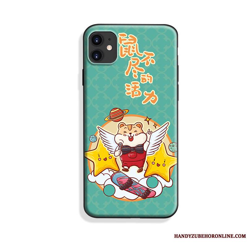 iPhone 11 Coque Net Rouge Rat Style Chinois Silicone Fluide Doux Personnalité Dessin Animé