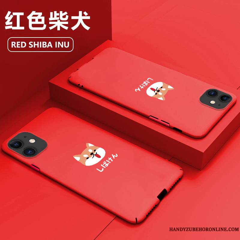 iPhone 11 Protection Délavé En Daim Net Rouge Très Mince Difficile Personnalité Coque