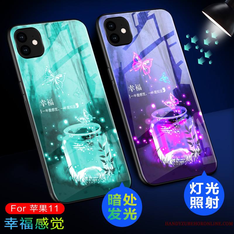 iPhone 11 Verre Trempé Nouveau Lumineuses Étui Coque De Téléphone Personnalité Incassable