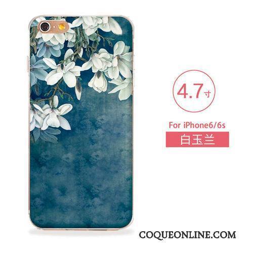 iPhone 6/6s Fluide Doux Bleu Coque Nouveau Gaufrage Silicone Étui