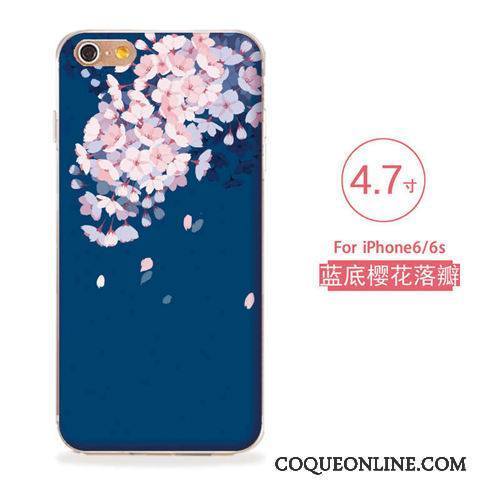 iPhone 6/6s Fluide Doux Bleu Coque Nouveau Gaufrage Silicone Étui