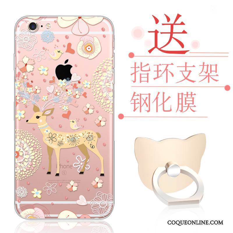 iPhone 6/6s Plus Incassable Silicone Rose Étui Fluide Doux Coque De Téléphone Transparent