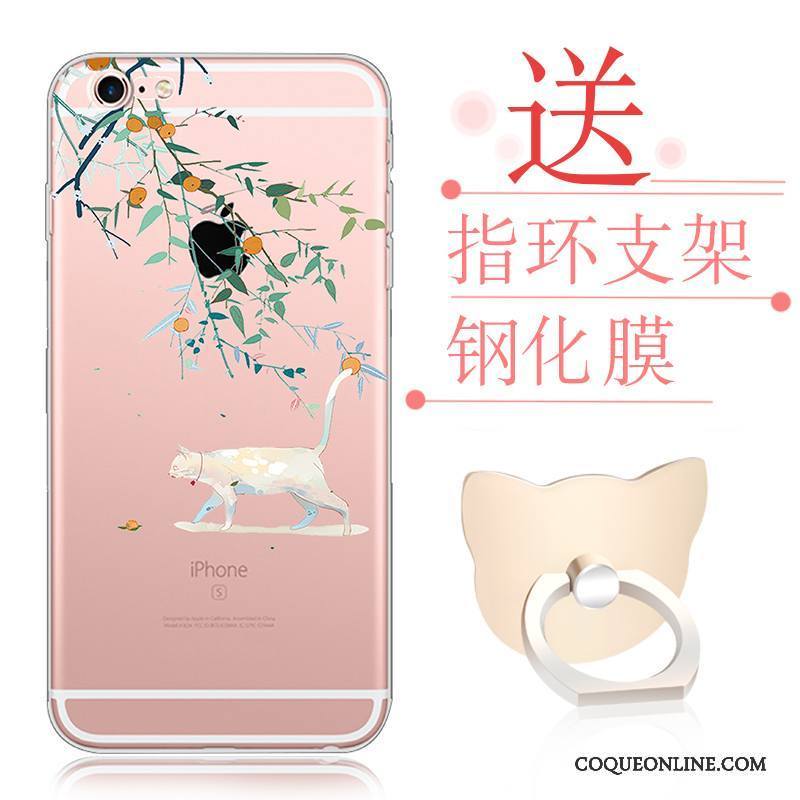 iPhone 6/6s Plus Incassable Silicone Rose Étui Fluide Doux Coque De Téléphone Transparent