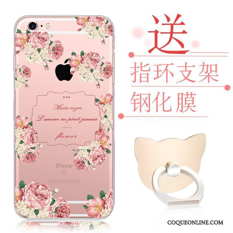 iPhone 6/6s Plus Incassable Silicone Rose Étui Fluide Doux Coque De Téléphone Transparent