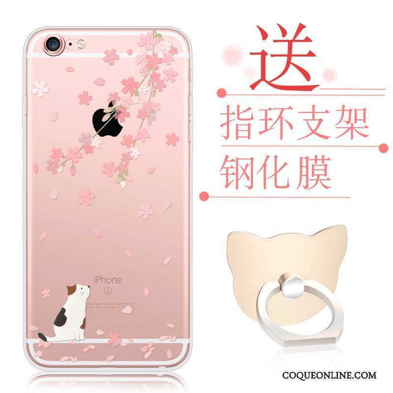 iPhone 6/6s Plus Incassable Silicone Rose Étui Fluide Doux Coque De Téléphone Transparent