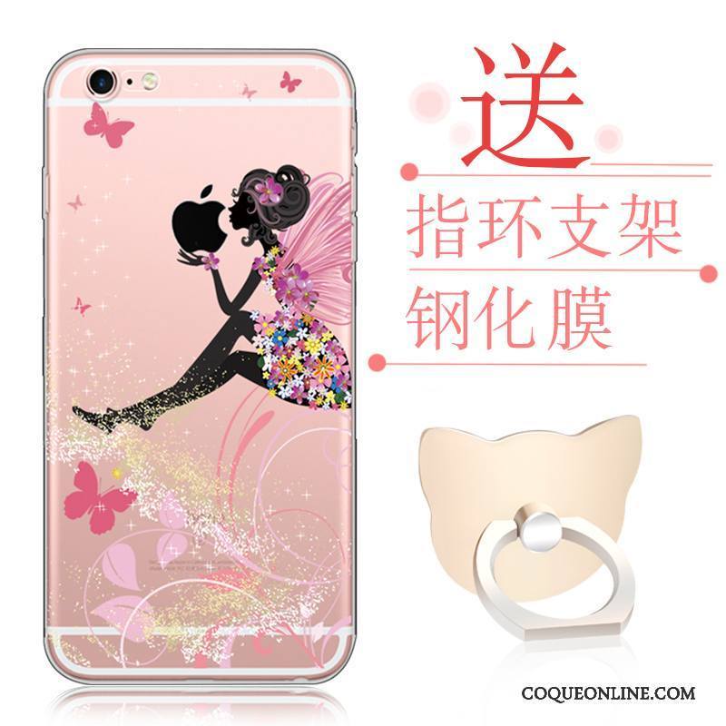 iPhone 6/6s Plus Incassable Silicone Rose Étui Fluide Doux Coque De Téléphone Transparent