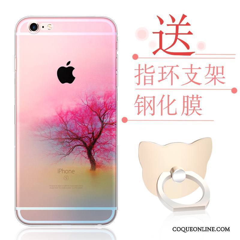 iPhone 6/6s Plus Incassable Silicone Rose Étui Fluide Doux Coque De Téléphone Transparent