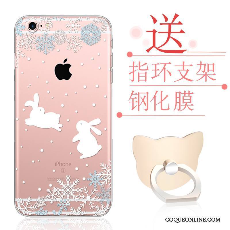 iPhone 6/6s Plus Incassable Silicone Rose Étui Fluide Doux Coque De Téléphone Transparent