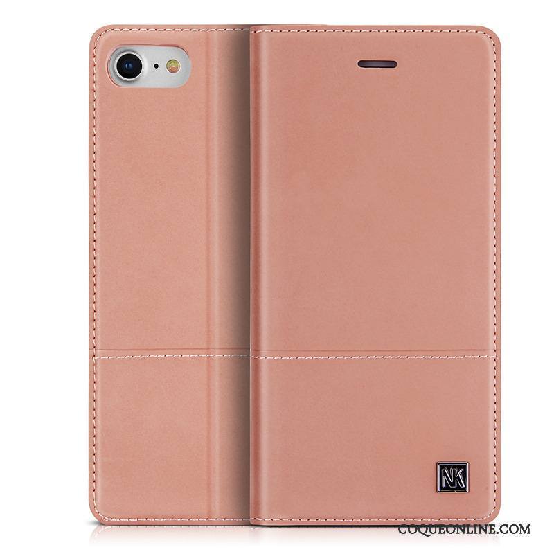 iPhone 7 Coque Couvercle Arrière Or Rose Étui Tendance Protection Cuir Véritable Business