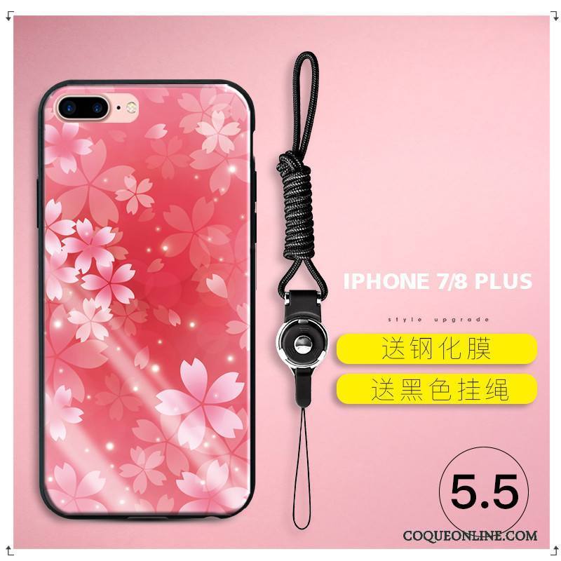 iPhone 7 Plus Coque De Téléphone Violet Fluide Doux Fleur Incassable Silicone Verre