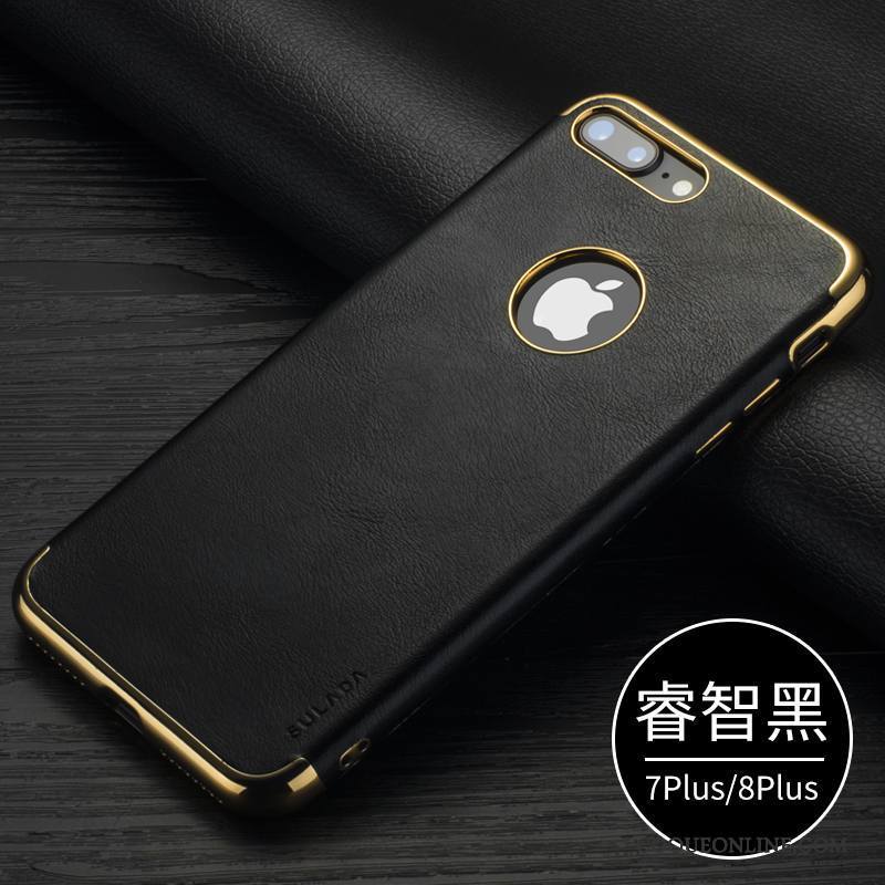 iPhone 7 Plus Marque De Tendance Étui En Cuir Coque De Téléphone Nouveau Tout Compris Protection Noir