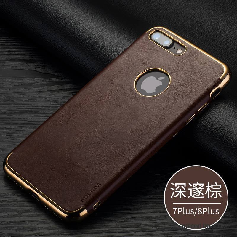 iPhone 7 Plus Marque De Tendance Étui En Cuir Coque De Téléphone Nouveau Tout Compris Protection Noir