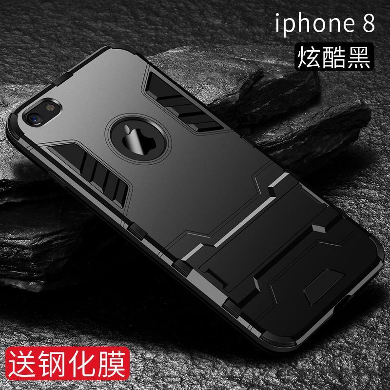 iPhone 8 Coque Tout Compris Tendance Noir Marque De Tendance Incassable Silicone Étui