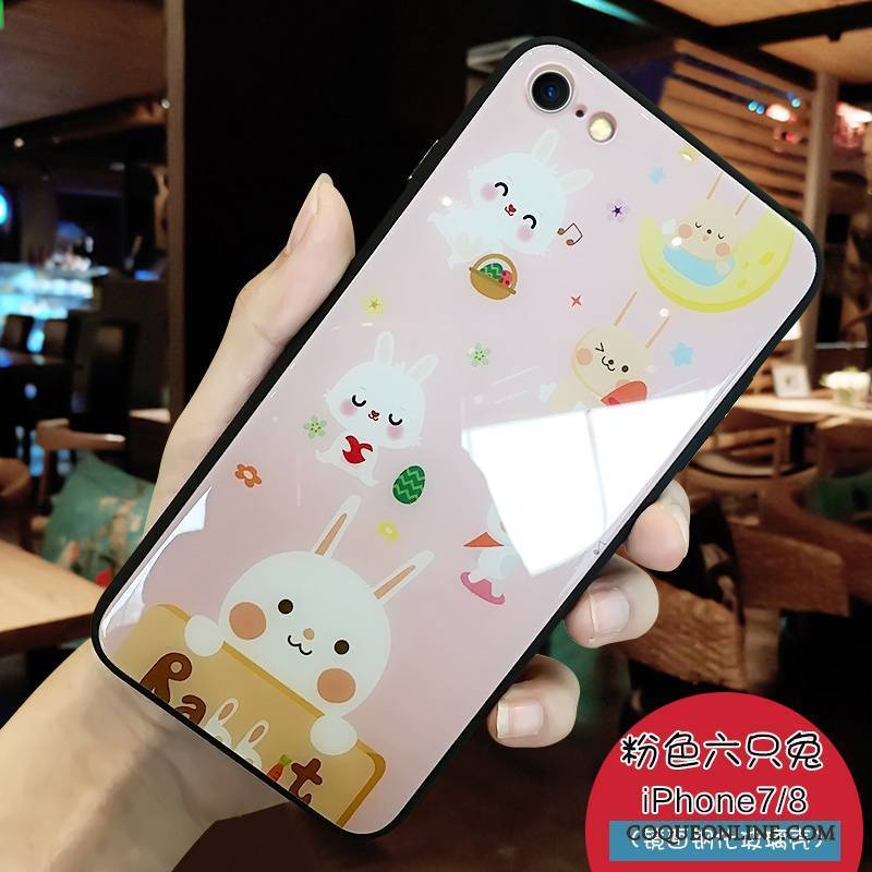 iPhone 8 Plus Coque Verre Dessin Animé Incassable Bleu Créatif Marque De Tendance Personnalité