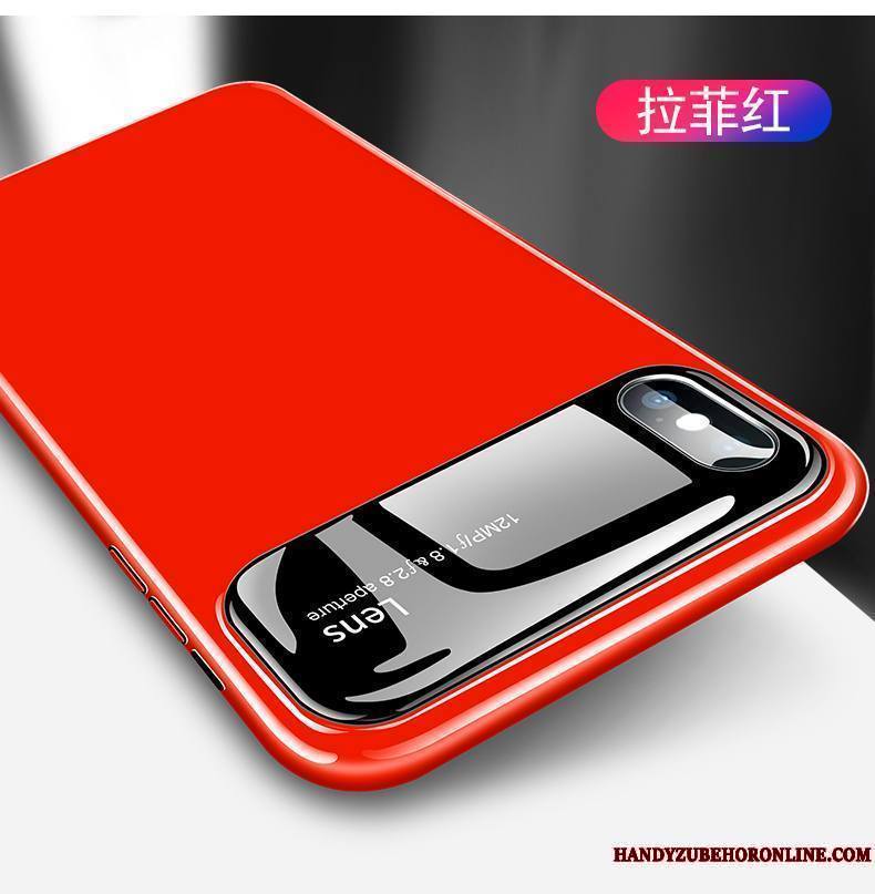 iPhone Xs Marque De Tendance Coque De Téléphone Net Rouge Jaune Tout Compris Verre Très Mince