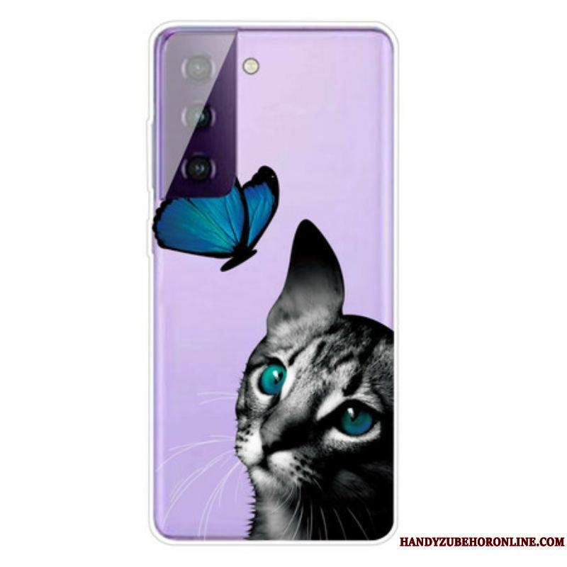 Coque Samsung Galaxy S21 Plus 5G Chat et Papillon