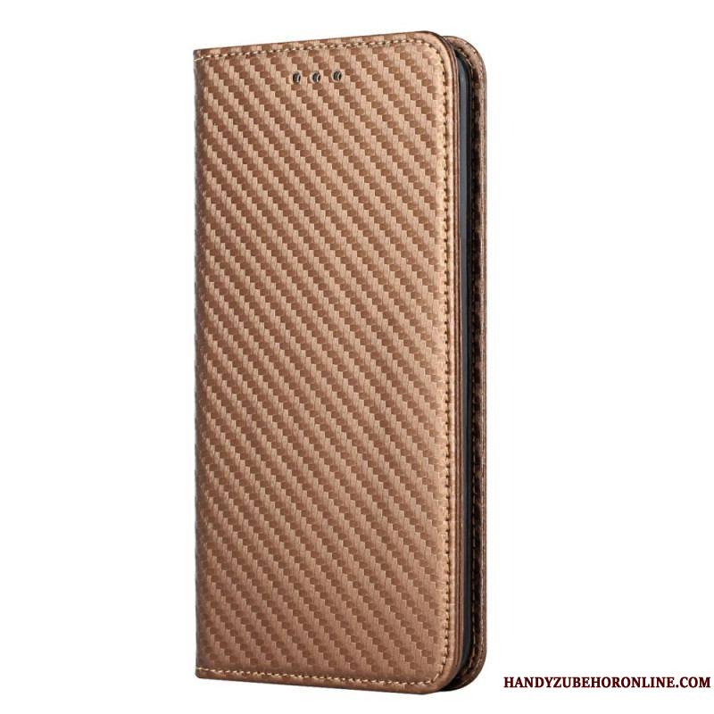 Flip Cover Samsung Galaxy S22 Ultra 5G Fibre Carbone à Lanière