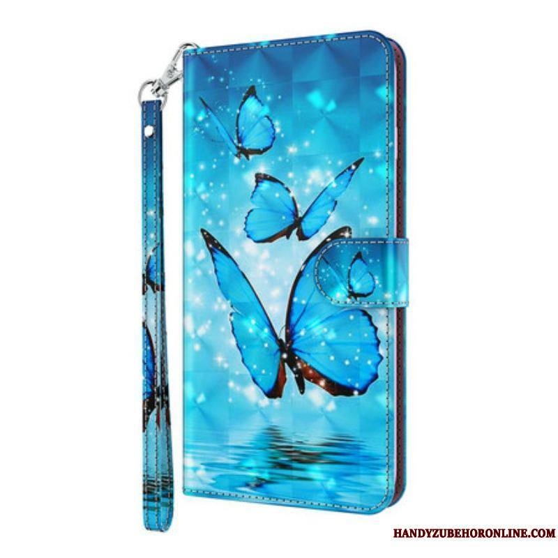 Housse Samsung Galaxy S21 Plus 5G Papillons Bleus Volants