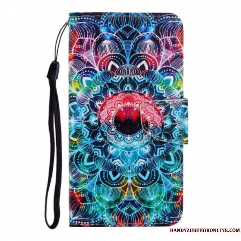 Housse Samsung Galaxy S22 Ultra 5G Flashy Mandala à Lanière