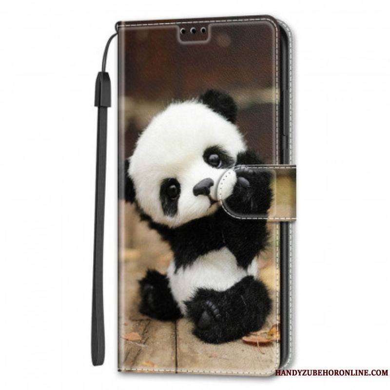 Housse Samsung Galaxy S22 Ultra 5G Play Petit Panda à Lanière