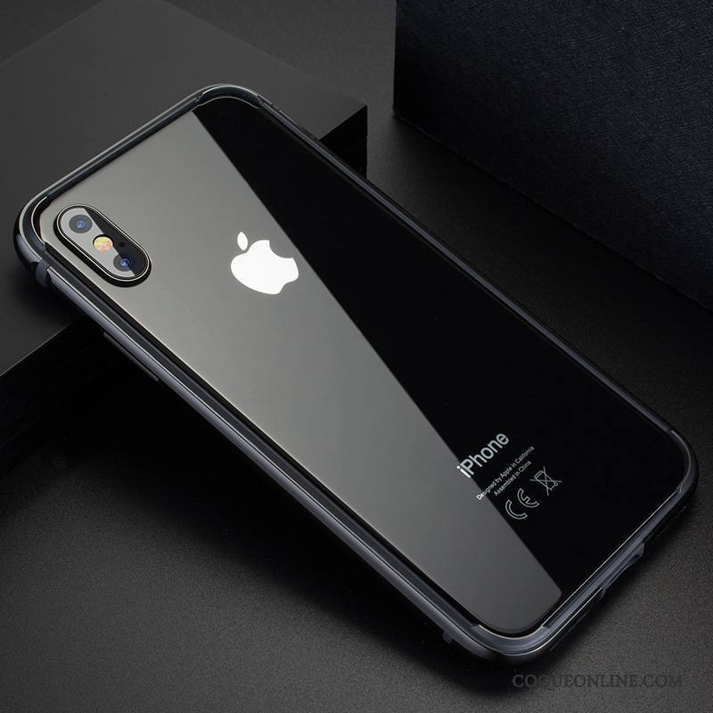 iPhone X Coque Étui Noir Métal Nouveau Protection Silicone Border